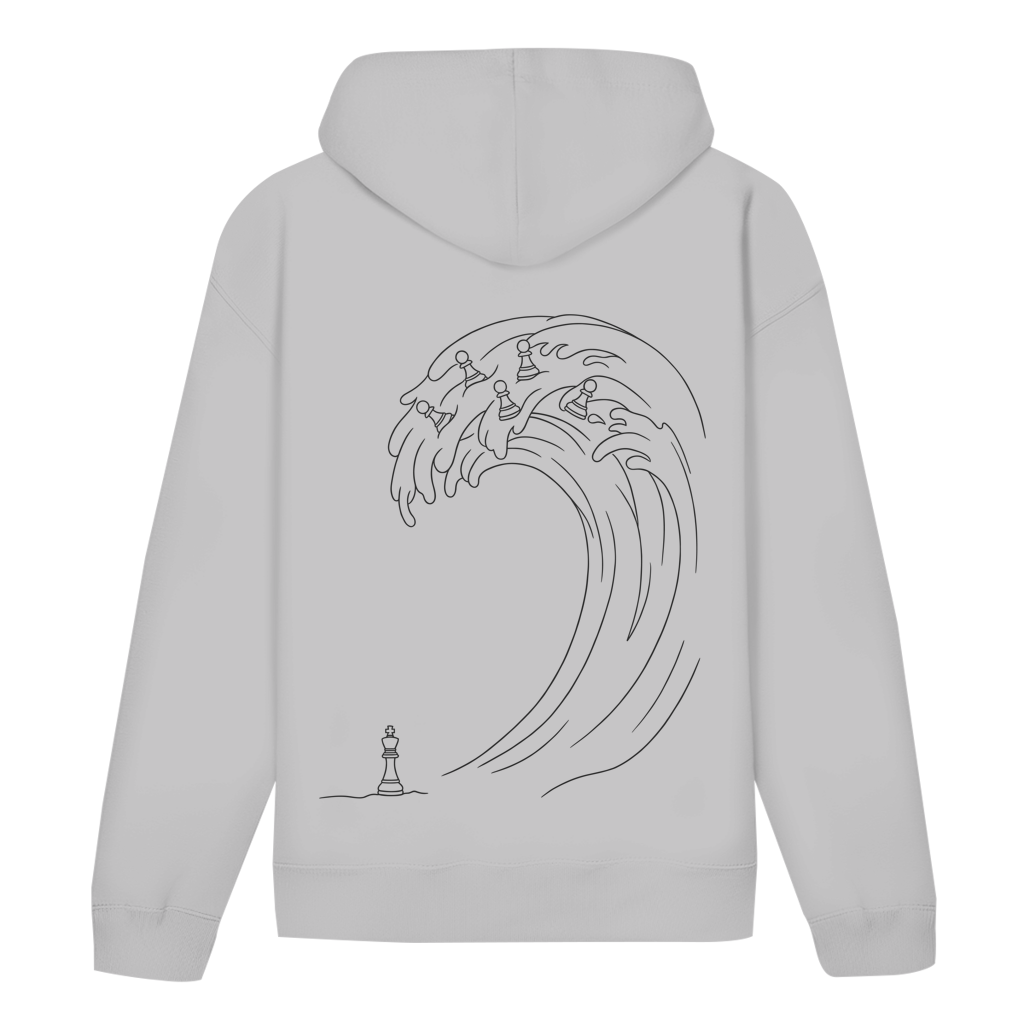 Bauernsturm – Schach Hoodie in Grau meliert (Rückseite)