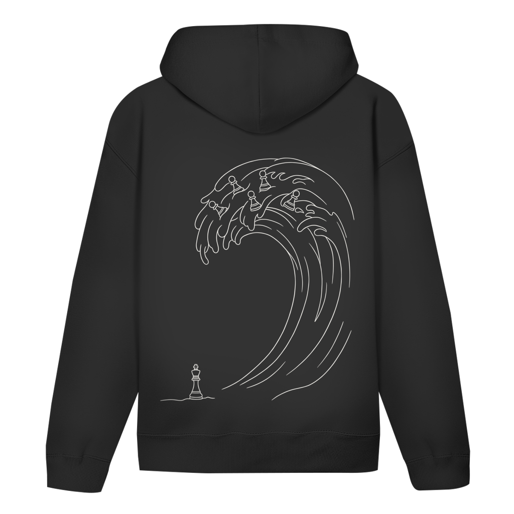 Bauernsturm – Schach Hoodie in Schwarz (Rückseite)