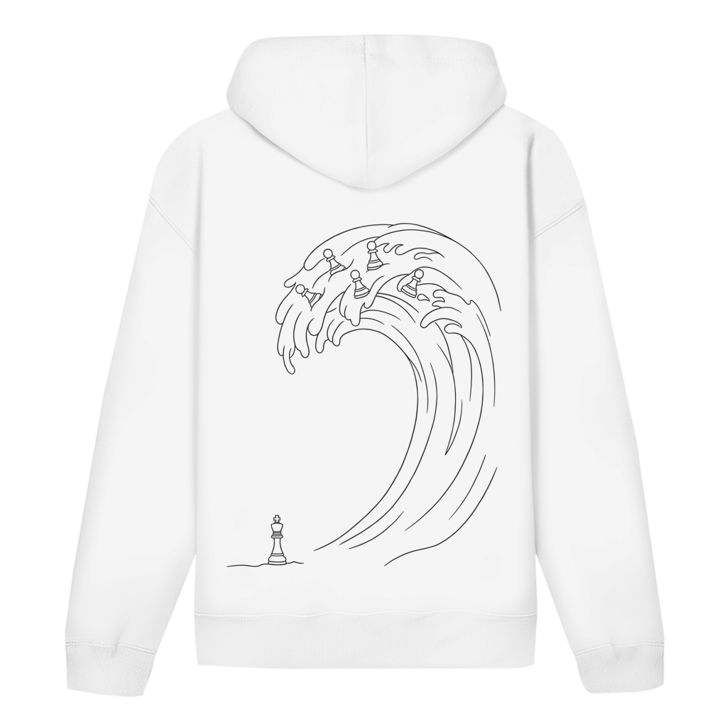 Bauernsturm – Schach Hoodie in Weiß (Rückseite)