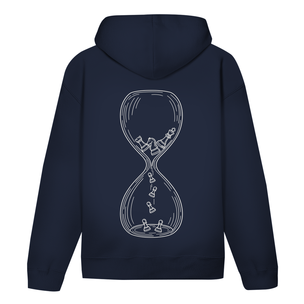 Sanduhr – Schach Hoodie in Dunkelblau (Rückseite)