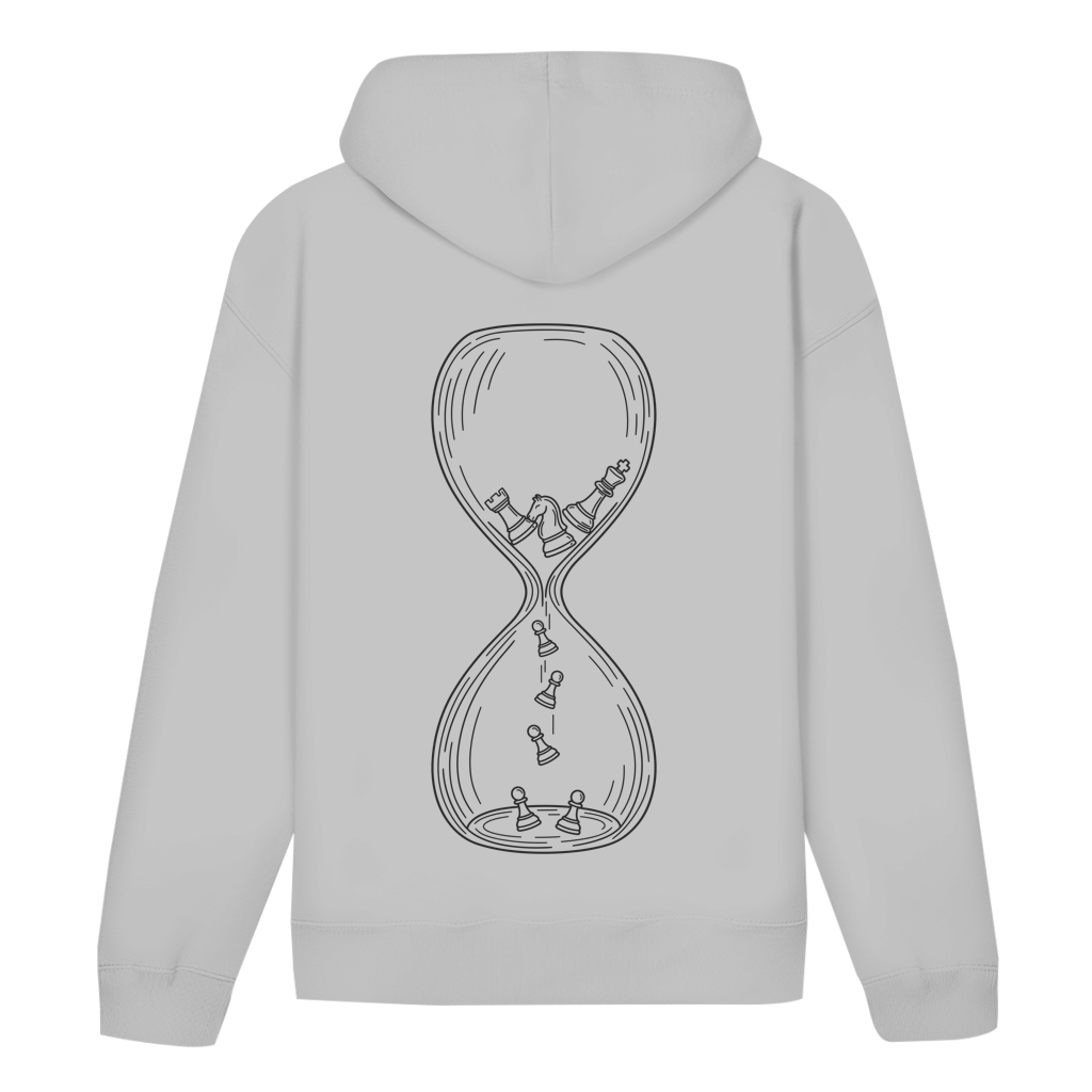 Sanduhr – Schach Hoodie in Grau meliert (Rückseite)