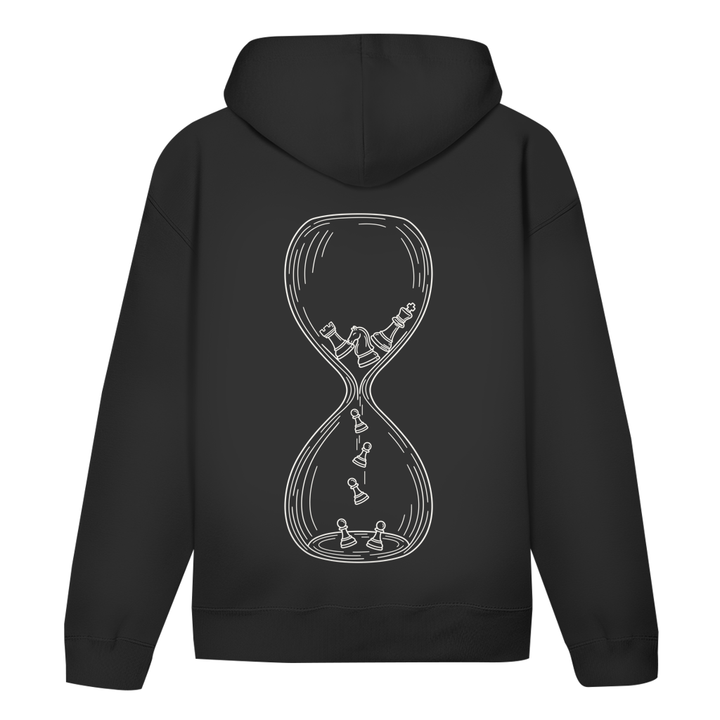 Sanduhr – Schach Hoodie in Schwarz (Rückseite)