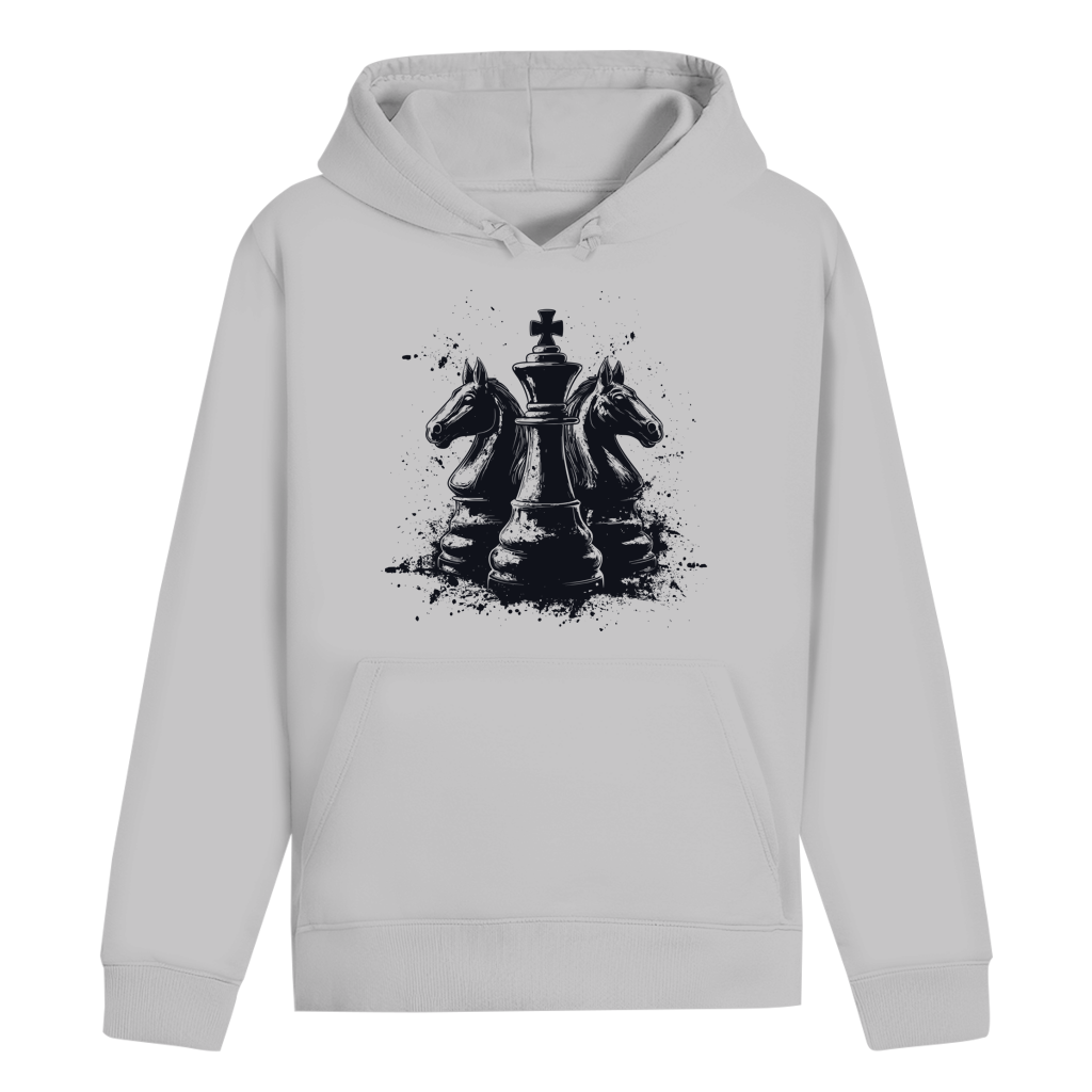 Springer Verteidigung – Schach Hoodie in Grau meliert