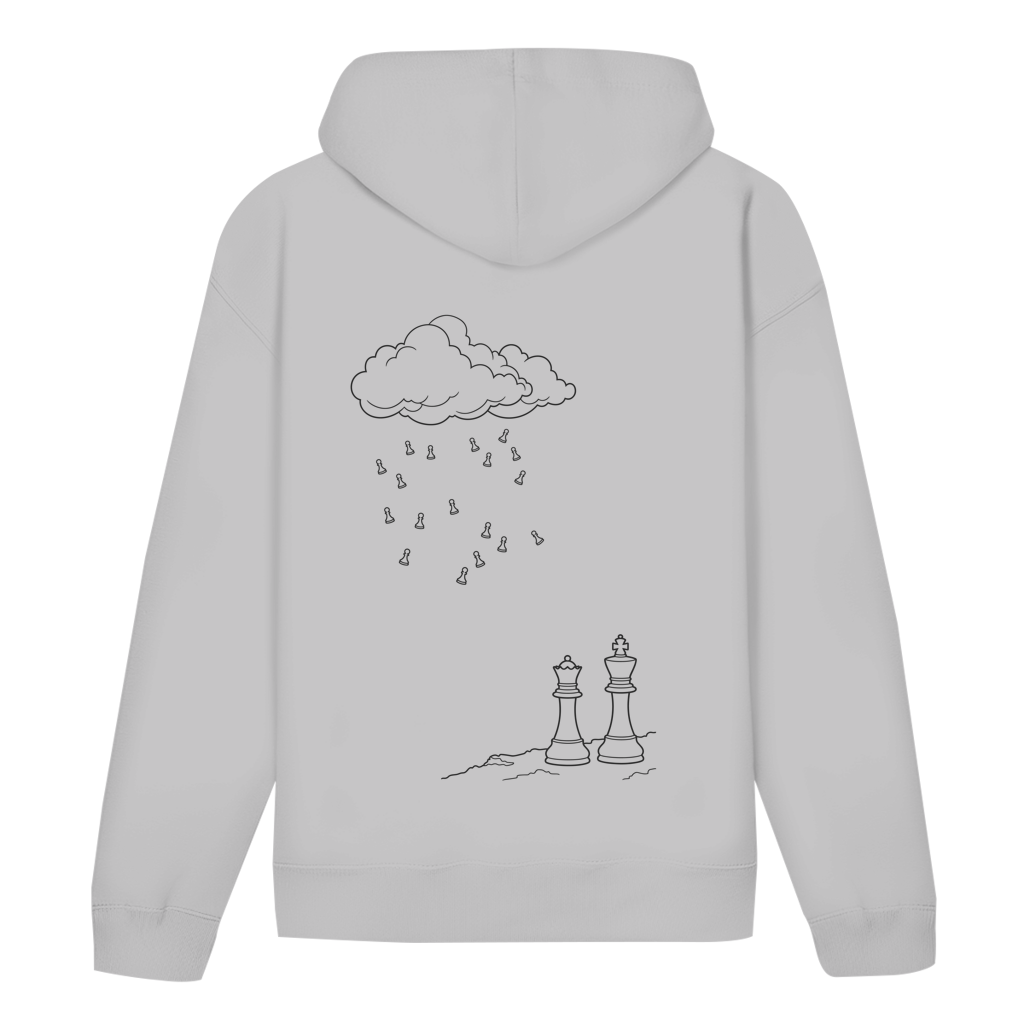 Wetterlage – Schach Hoodie in Grau meliert (Rückseite)
