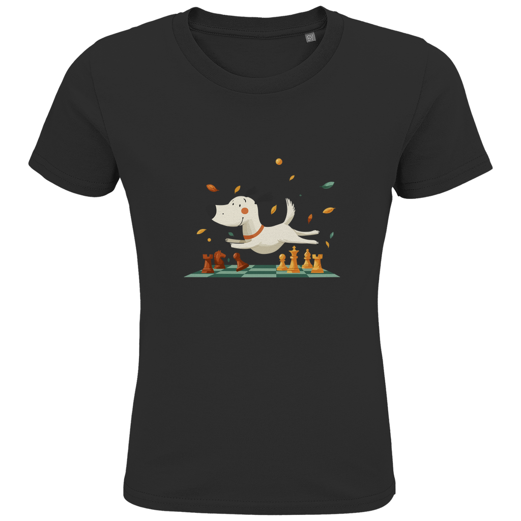 Schachhund – Kinder T-Shirt in Schwarz