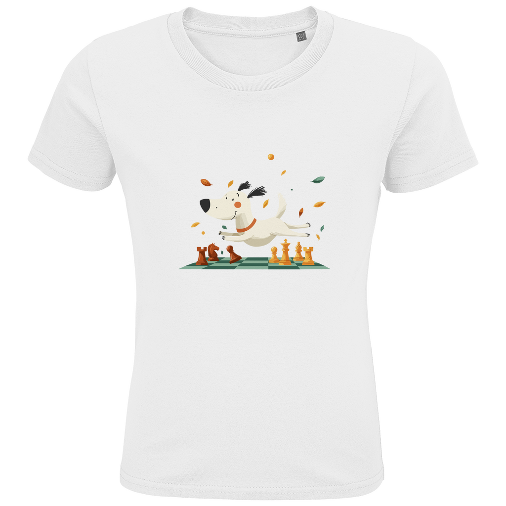 Schachhund – Kinder T-Shirt in Weiß