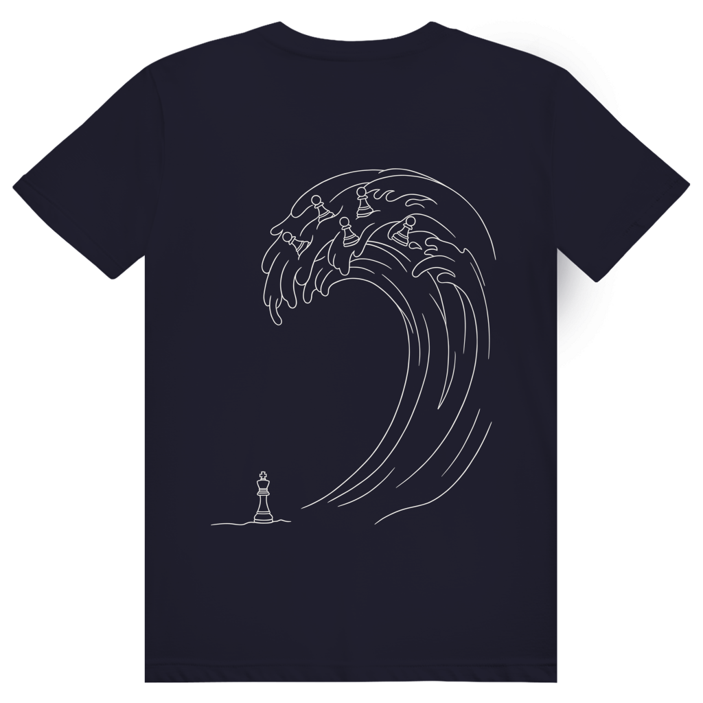 Bauernsturm – Schach T-Shirt in Dunkelblau (Rückseite)