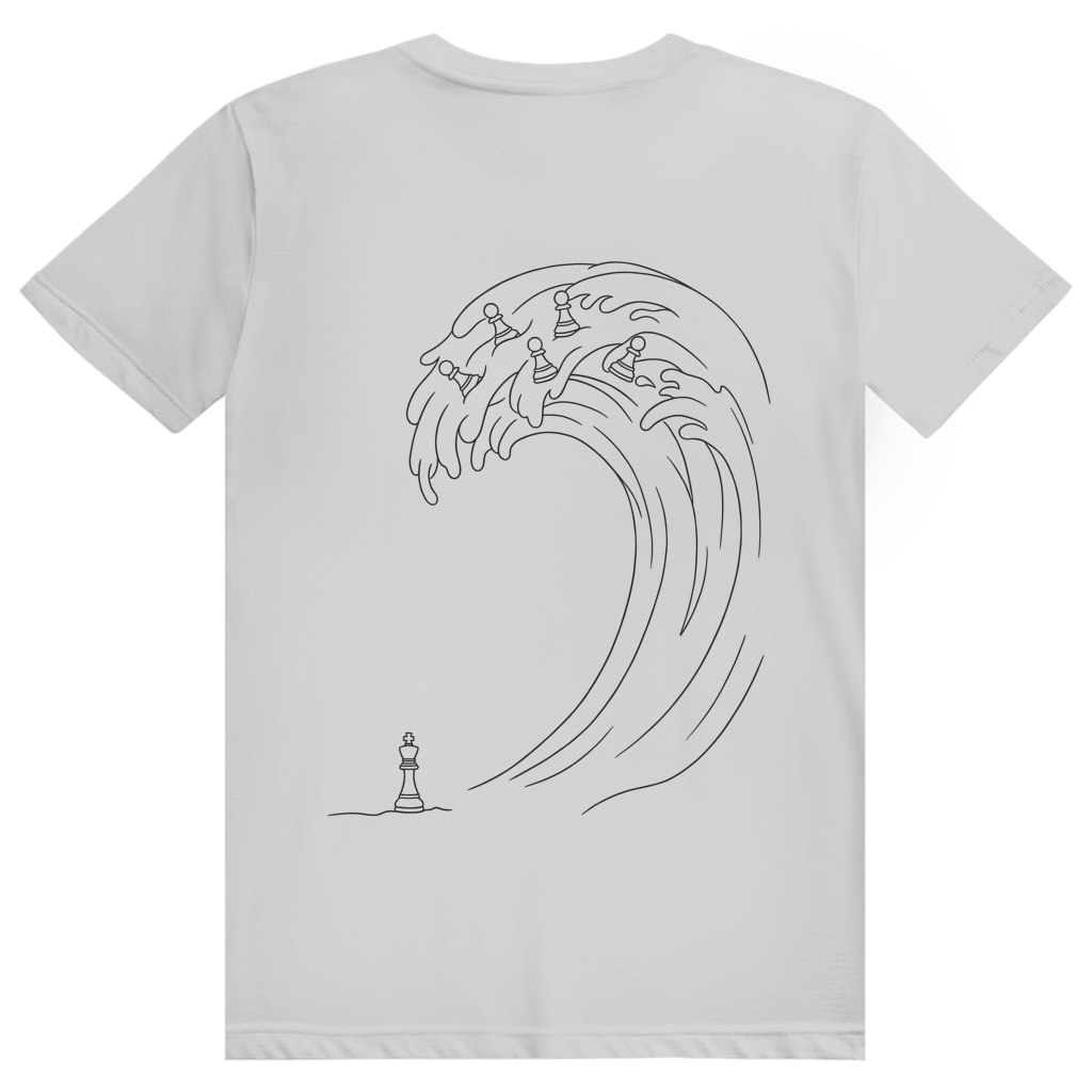 Bauernsturm – Schach T-Shirt in Grau meliert (Rückseite)