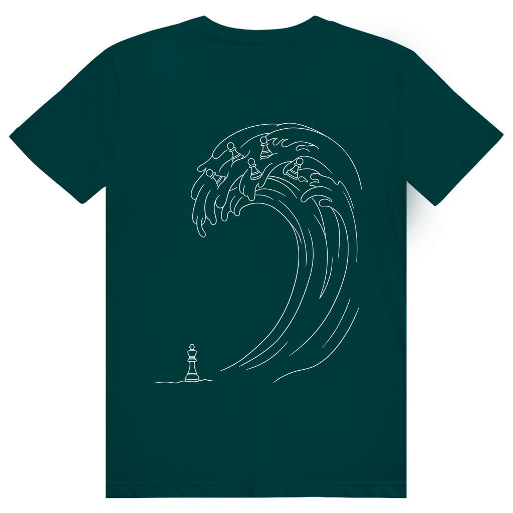 Bauernsturm – Schach T-Shirt in Olivgrün (Rückseite)