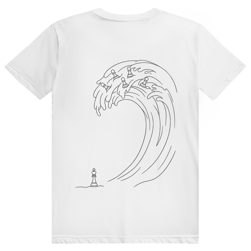 Bauernsturm – Schach T-Shirt in Weiß (Rückseite)