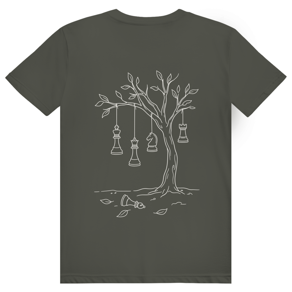 Hängepartie – Schach T-Shirt in Khaki (Rückseite)
