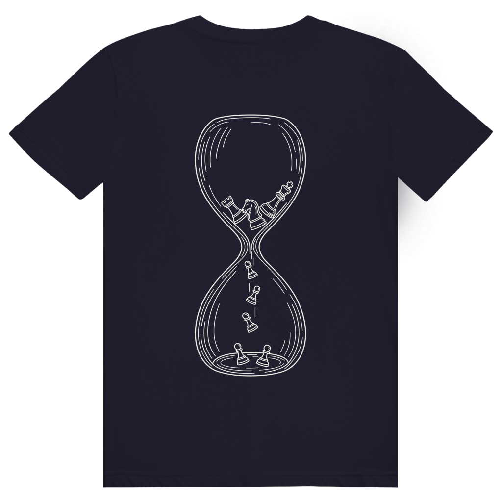 Sanduhr – Schach T-Shirt in Dunkelblau (Rückseite)