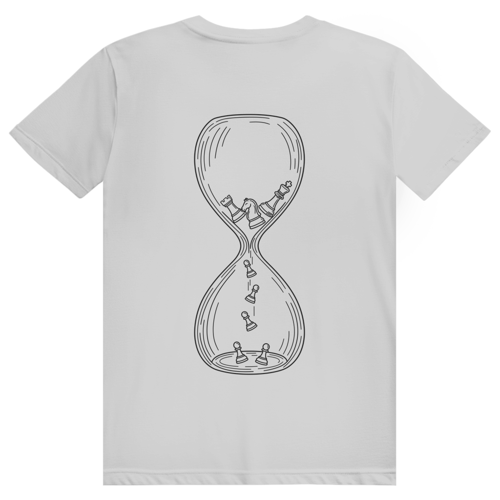 Sanduhr – Schach T-Shirt in Grau meliert (Rückseite)