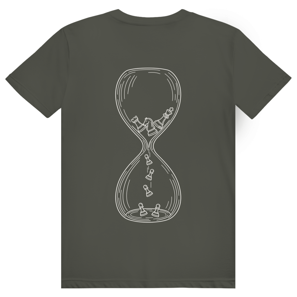 Sanduhr – Schach T-Shirt in Khaki (Rückseite)