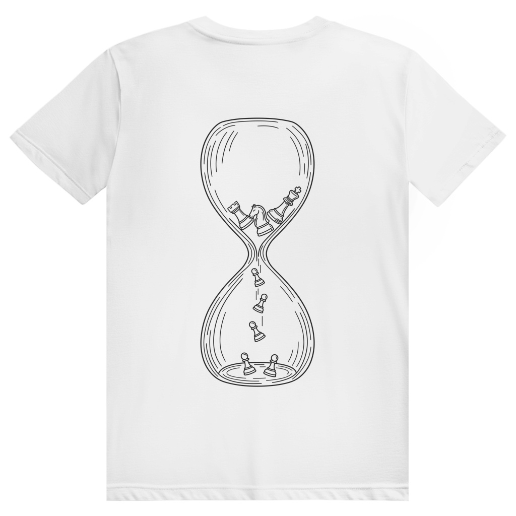 Sanduhr – Schach T-Shirt in Weiß (Rückseite)