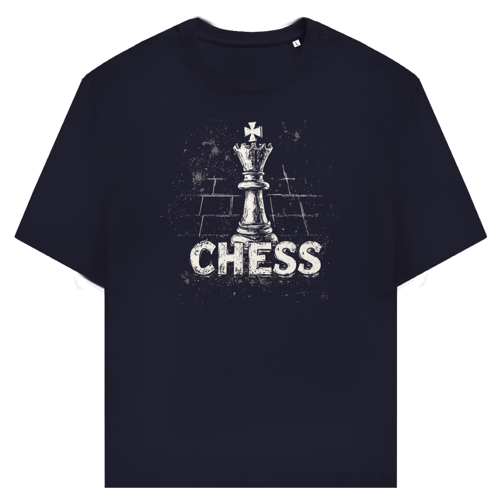 Schach & Kreide – T-Shirt in Dunkelblau