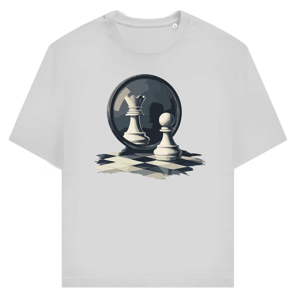 Spiegelzug – Schach T-Shirt in Grau meliert