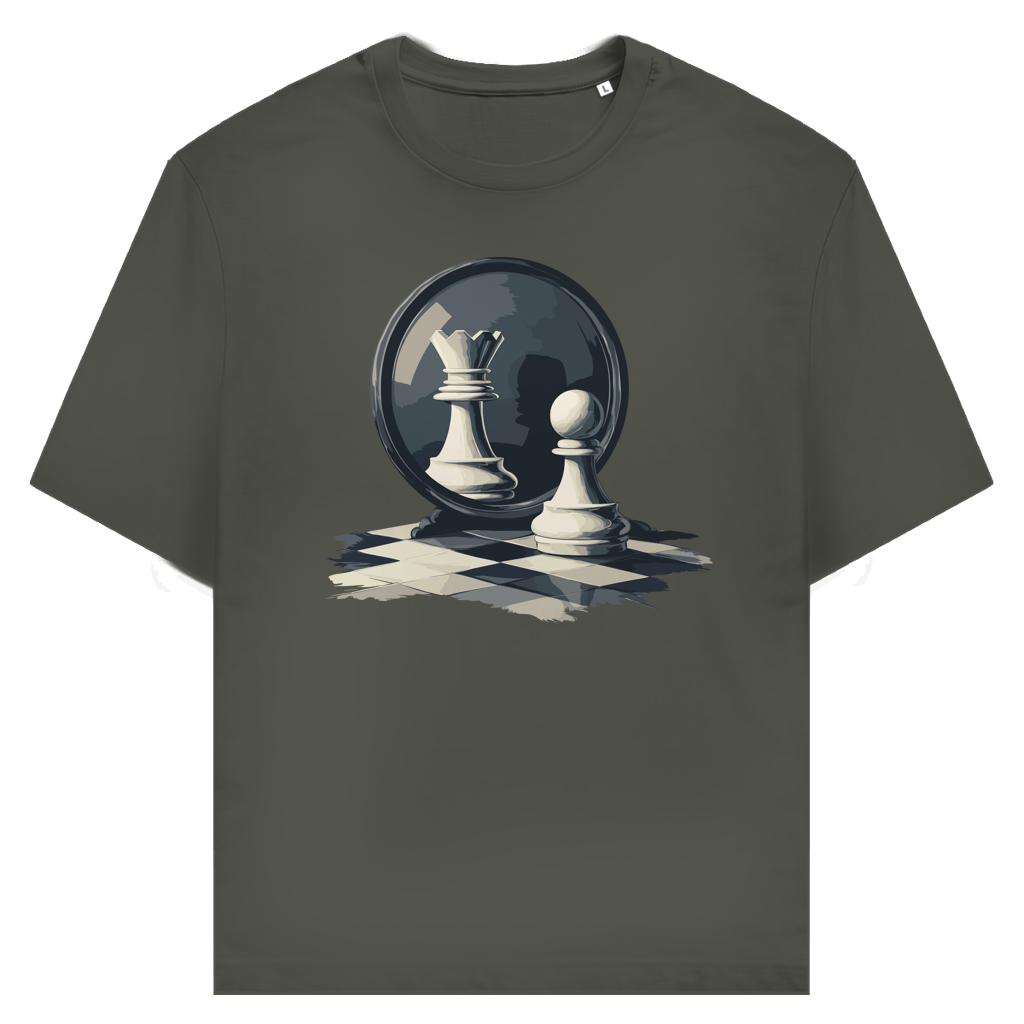 Spiegelzug – Schach T-Shirt in Khaki