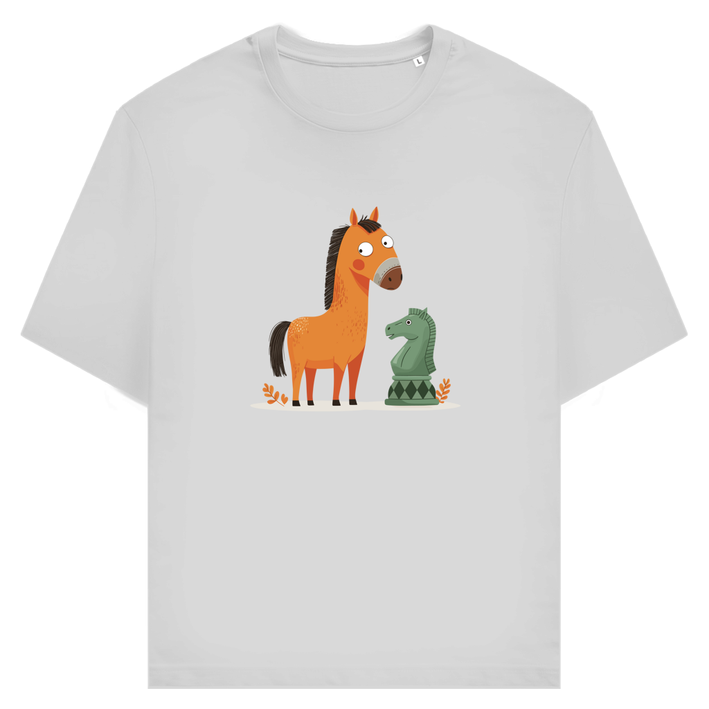 Springer oder Pferd – Schach T-Shirt in Grau meliert