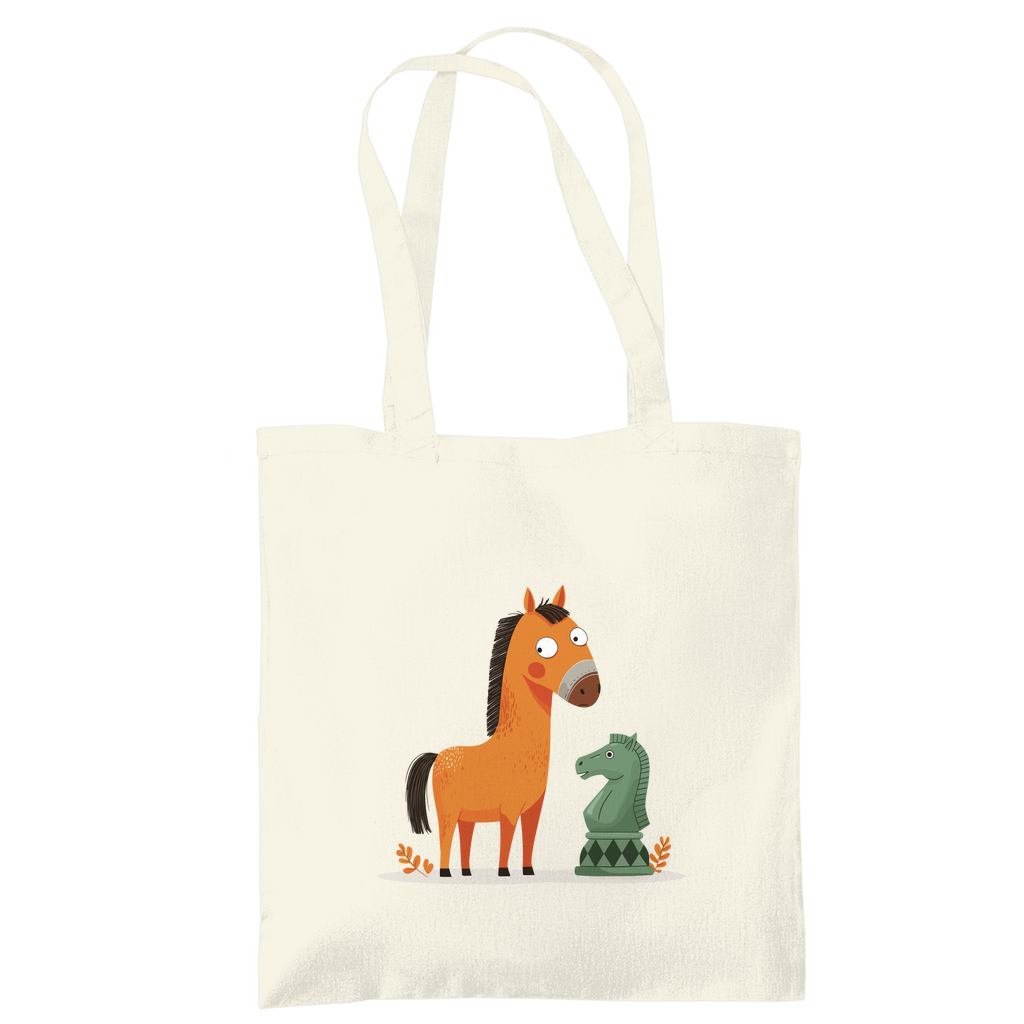 Springer oder Pferd – Schach Tasche in Creme