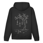 Hängepartie – Schach Hoodie in Schwarz (Rückseite)