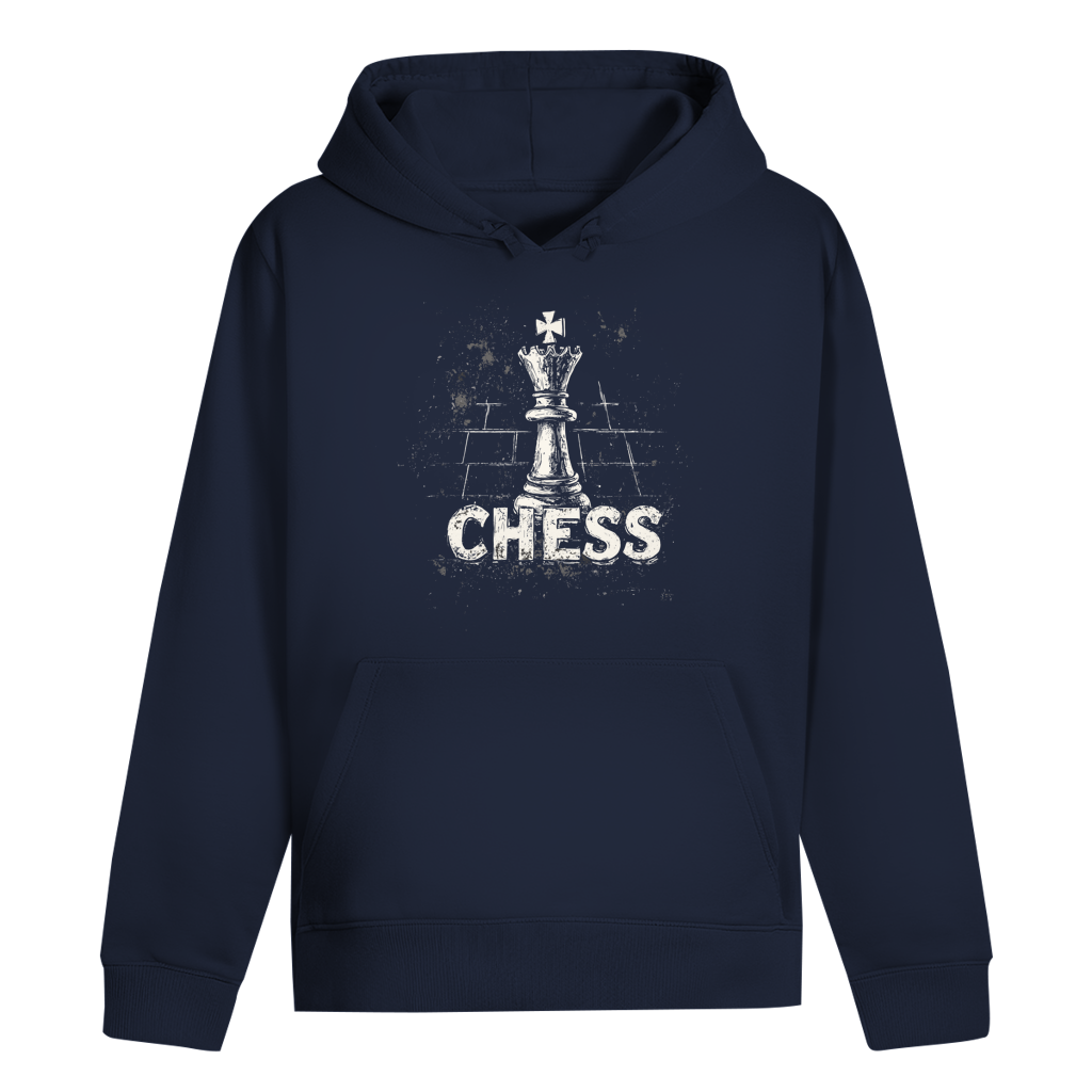 Schach & Kreide – Hoodie in Dunkelblau