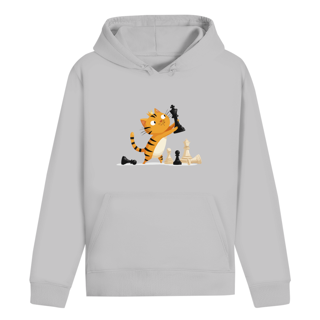 Spieltrieb – Schach Hoodie in Grau meliert