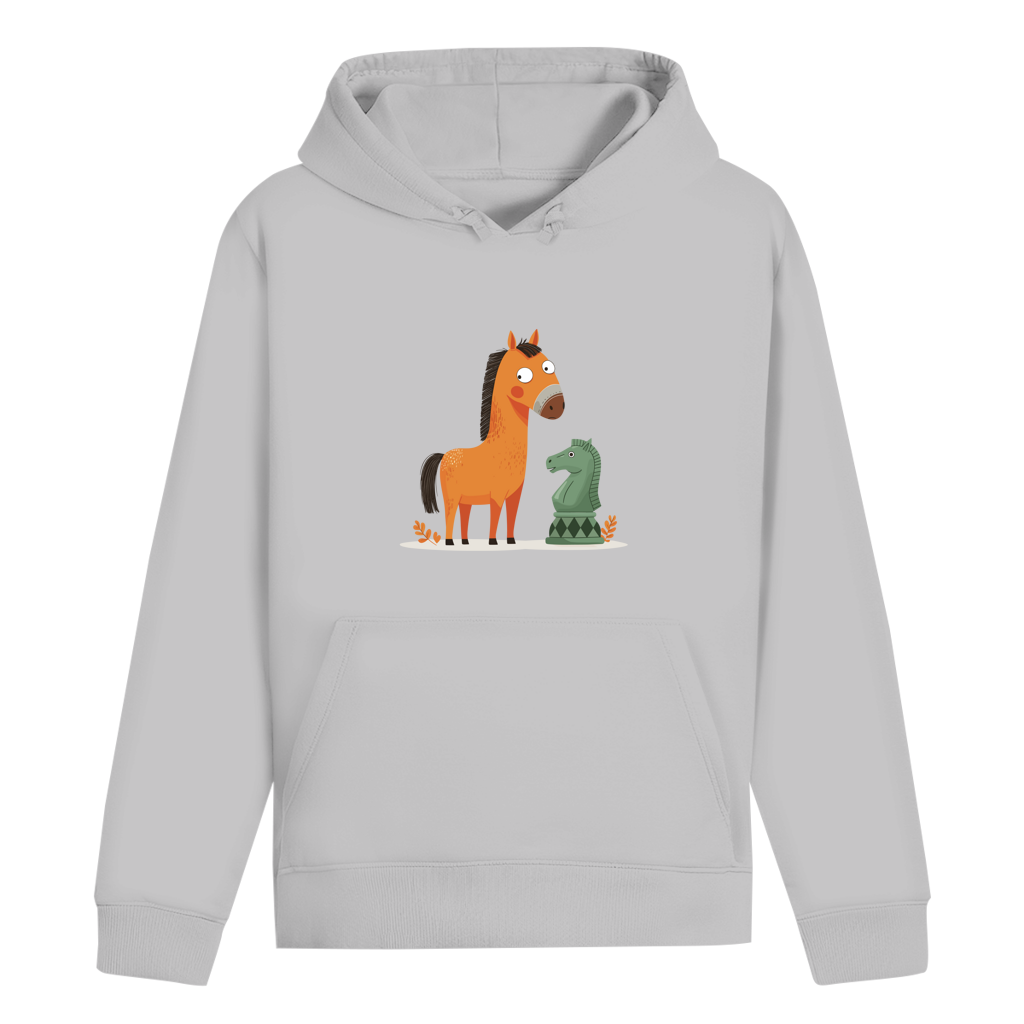 Springer oder Pferd – Schach Hoodie in Grau meliert