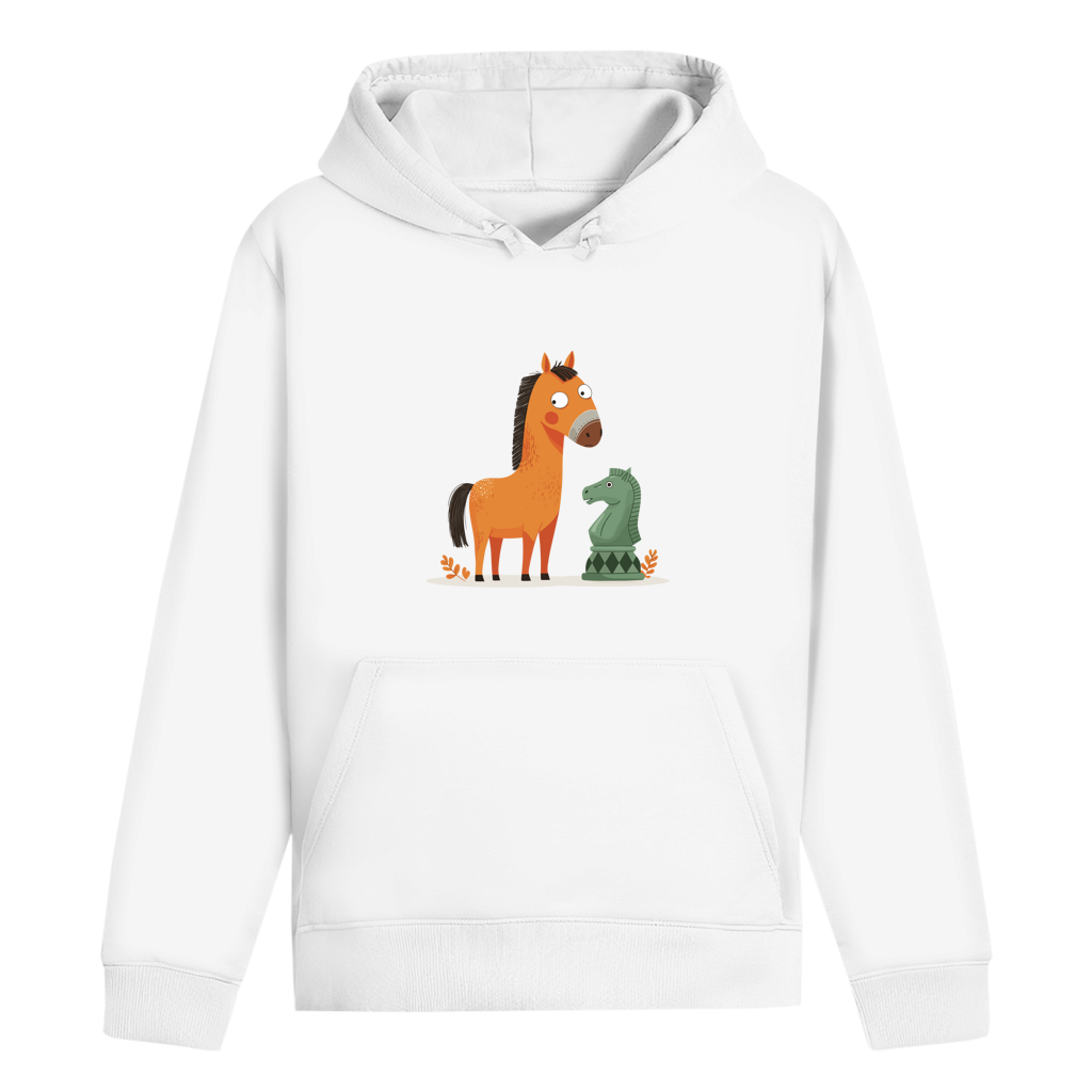 Springer oder Pferd – Schach Hoodie in Weiß