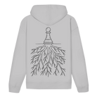 Verwurzelt – Schach Hoodie in Grau meliert (Rückseite)