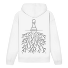 Verwurzelt – Schach Hoodie in Weiß (Rückseite)