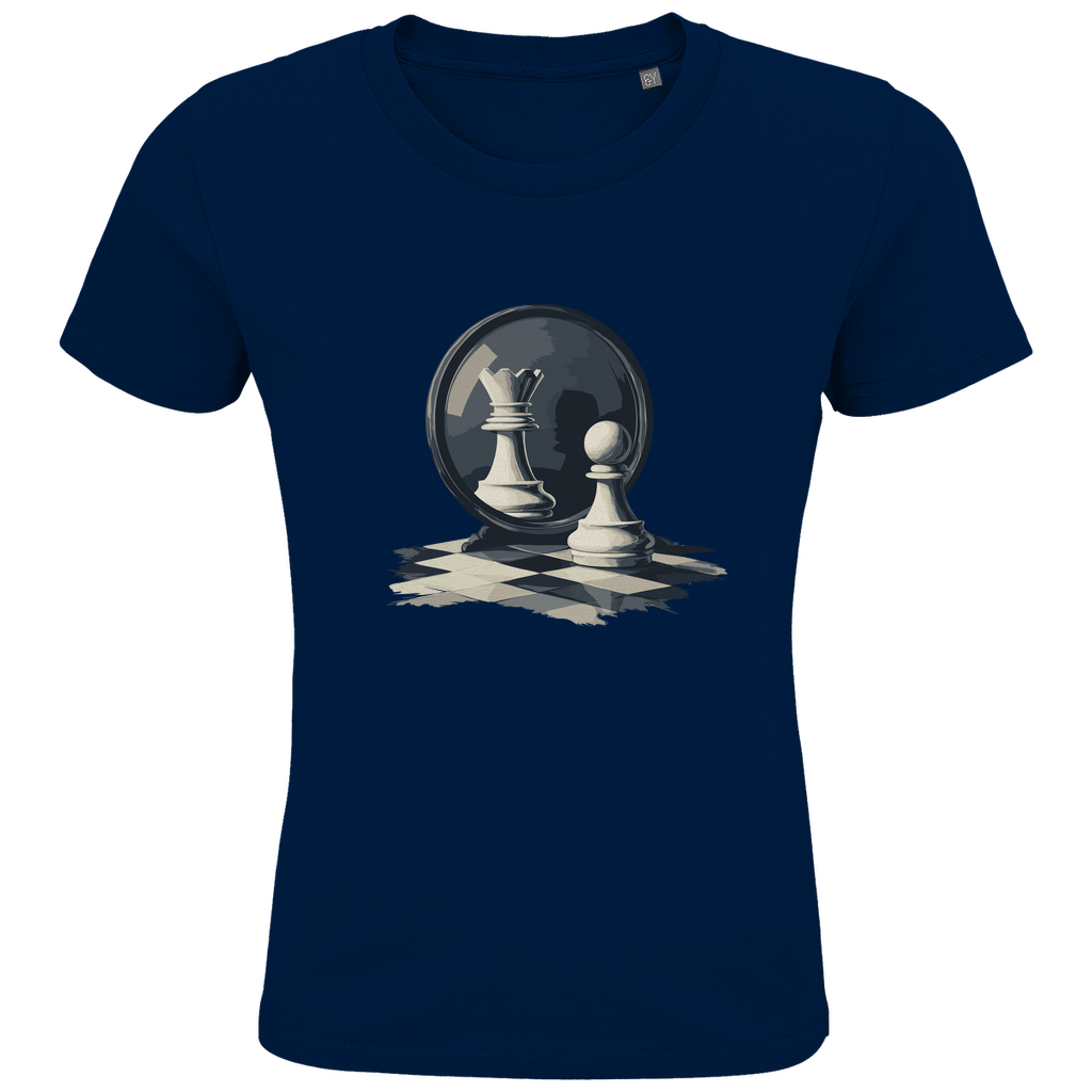 Spiegelzug – Schach Kinder T-Shirt in Navyblau