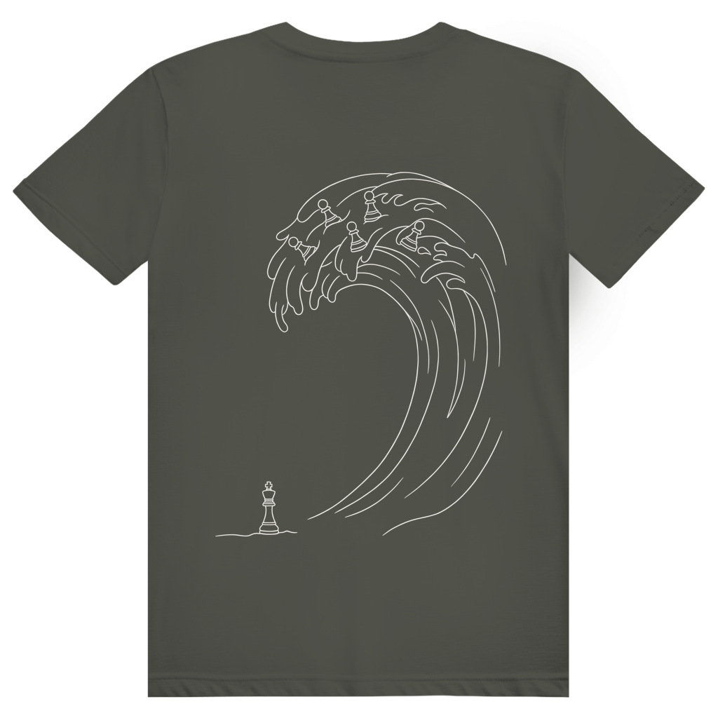 Bauernsturm – Schach T-Shirt in Khaki (Rückseite)