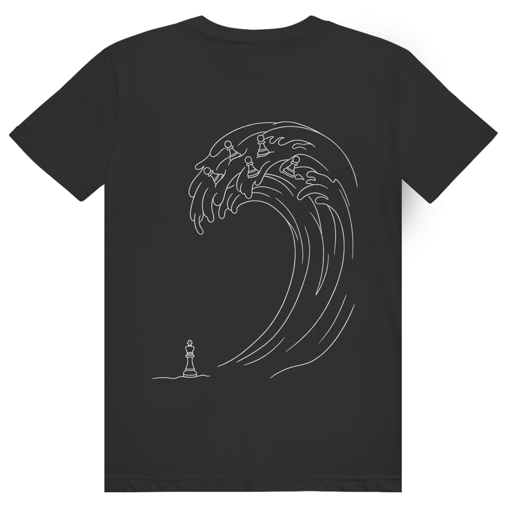 Bauernsturm – Schach T-Shirt in Schwarz (Rückseite)