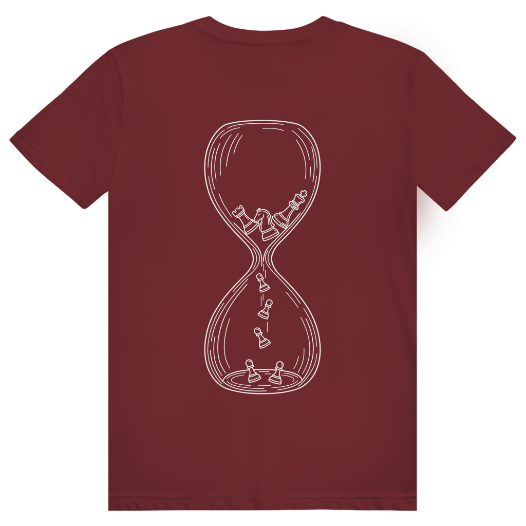 Sanduhr – Schach T-Shirt in Burgunder (Rückseite)