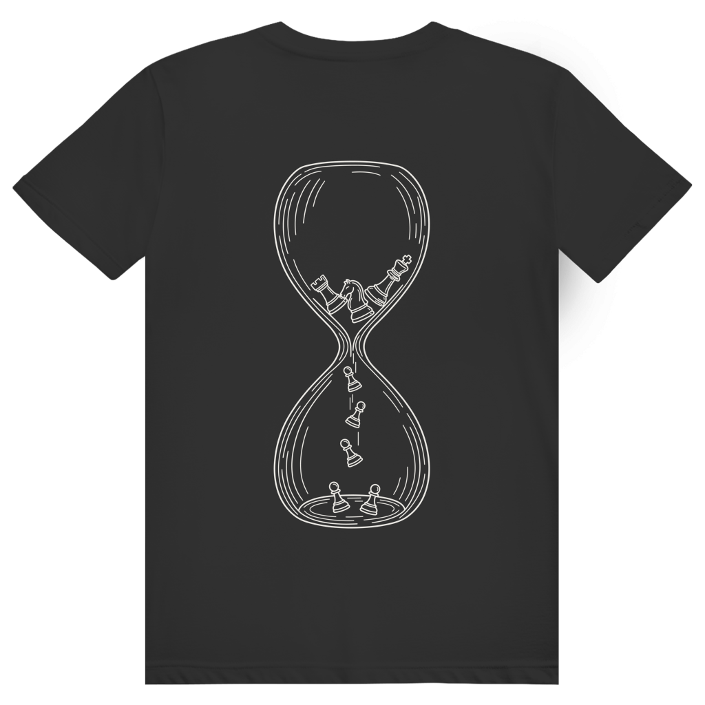 Sanduhr – Schach T-Shirt in Schwarz (Rückseite)