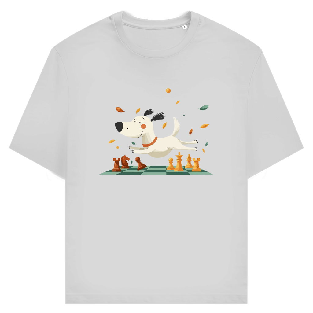 Schachhund – T-Shirt in Grau meliert