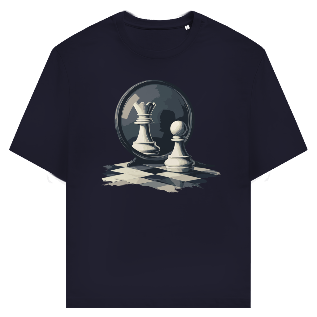 Spiegelzug – Schach T-Shirt in Dunkelblau