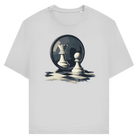 Spiegelzug – Schach T-Shirt in Grau meliert