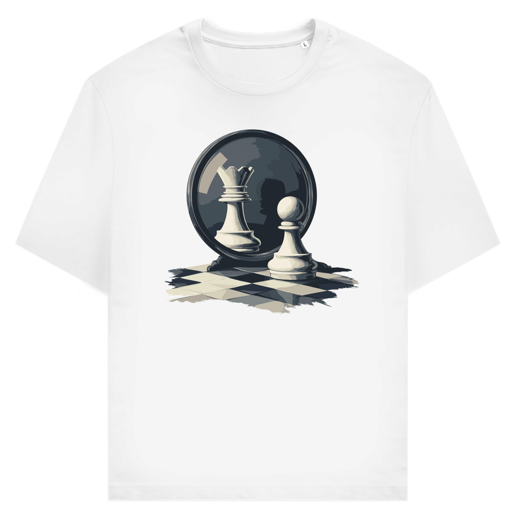 Spiegelzug – Schach T-Shirt in Weiß