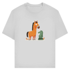 Springer oder Pferd – Schach T-Shirt in Grau meliert