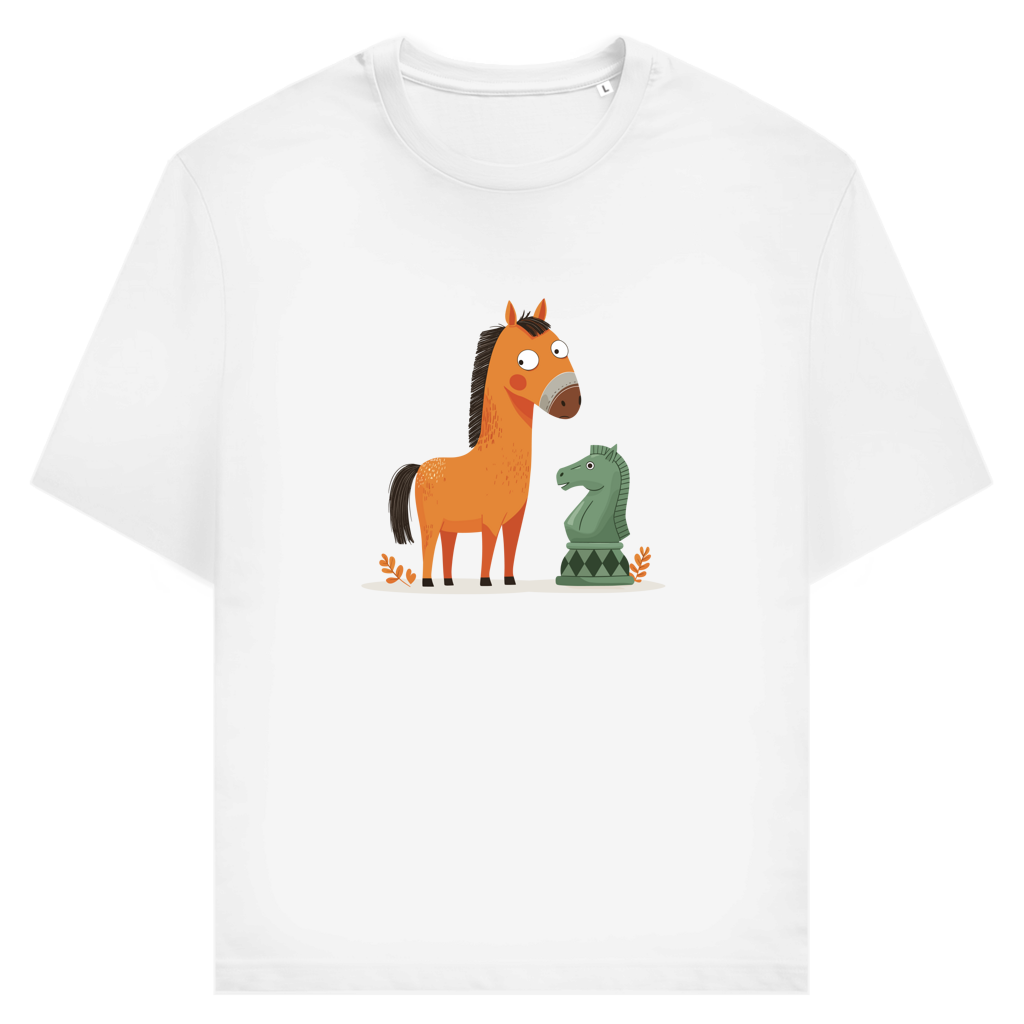 Springer oder Pferd – Schach T-Shirt in Weiß