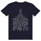 Verwurzelt – Schach T-Shirt in Dunkelblau (Rückseite)