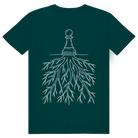 Verwurzelt – Schach T-Shirt in Olivgrün (Rückseite)