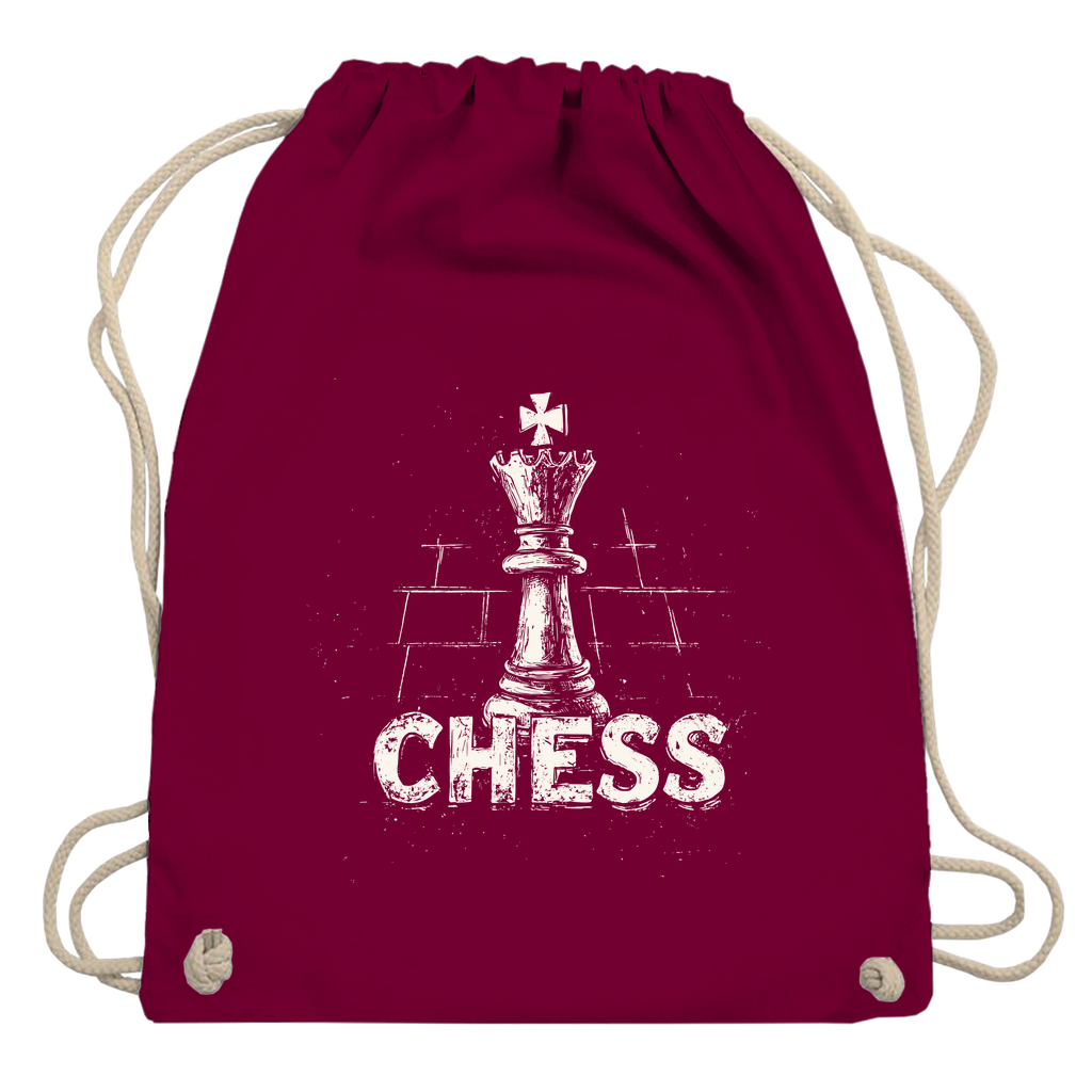 Schach & Kreide – Turnbeutel in Burgunder