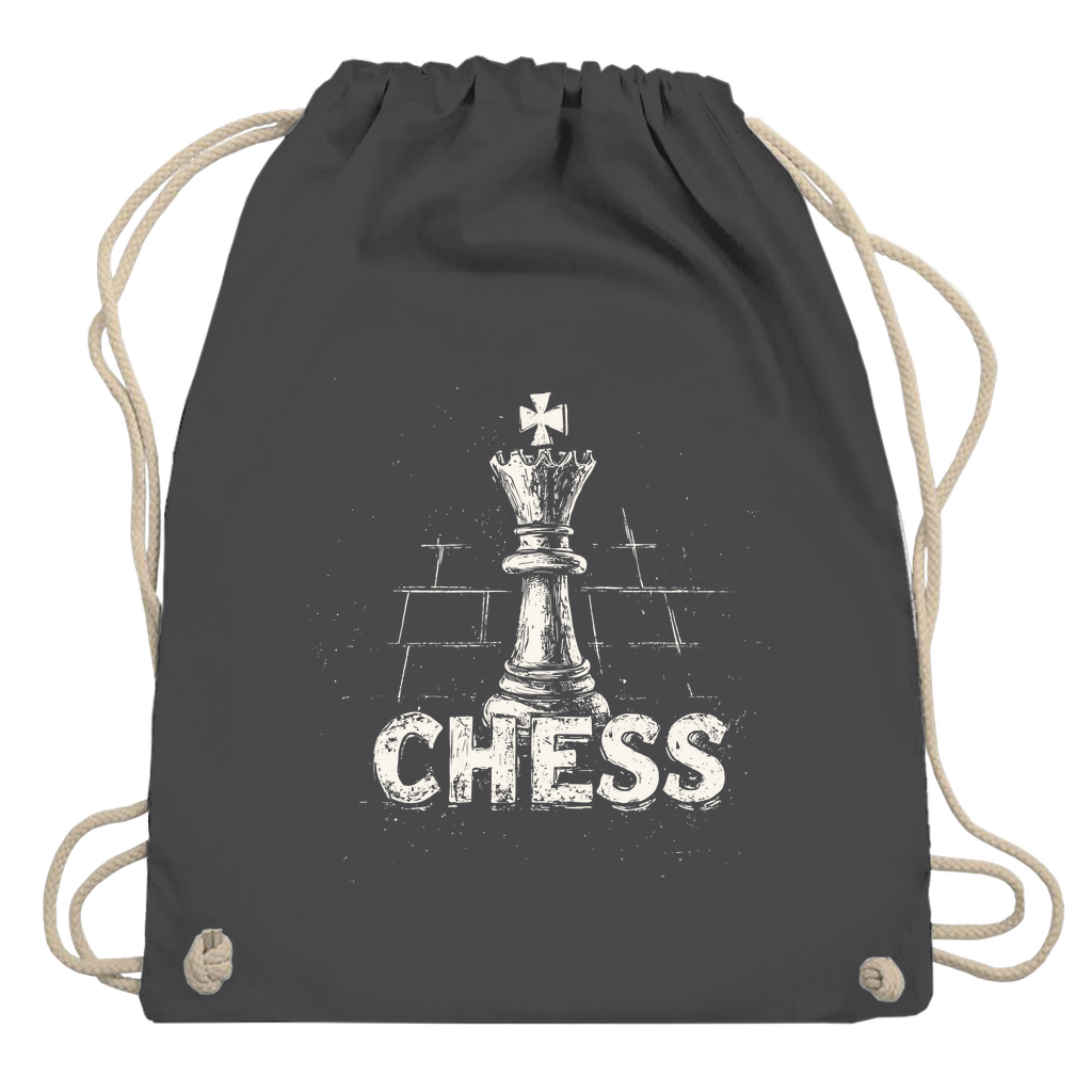Schach & Kreide – Turnbeutel in Dunkelgrau