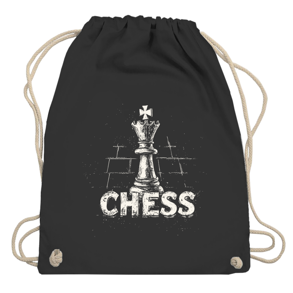 Schach & Kreide – Turnbeutel in Schwarz