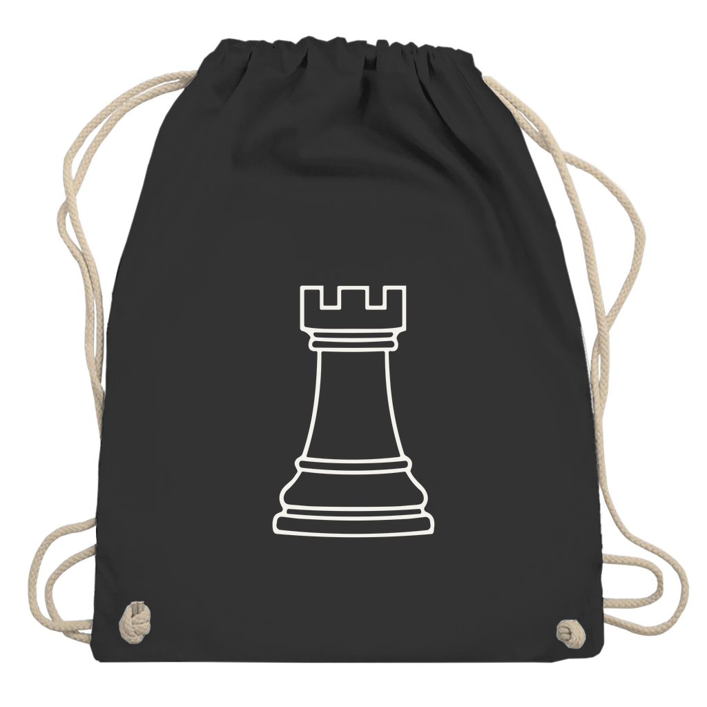 Turm Kontur – Schach Turnbeutel in Schwarz